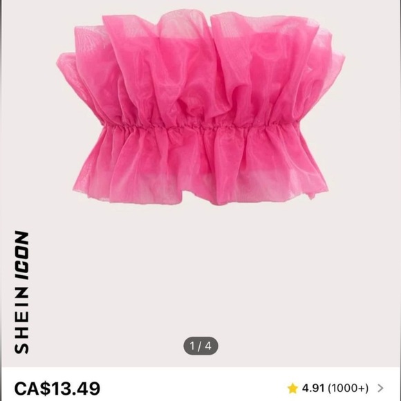 Pink ruffle tube top - Picture 1 of 4